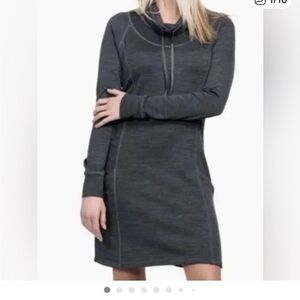 Kohl Women’s Lea Dress Cowl Neck Long Sleeve Pocket Dark Gray Size XL